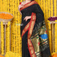 Very Much Indian Rajsi - Handloom Pure Cotton Paithani With Peacock Pallu - Black | Swadesiicart