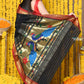 Very Much Indian Rajsi - Handloom Pure Cotton Paithani With Peacock Pallu - Black | Swadesiicart
