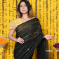 Very Much Indian Rajsi - High Quality Mul Cotton Handloom Woven Saree in Sleek Black | Swadesiicart