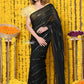 Very Much Indian Rajsi - High Quality Mul Cotton Handloom Woven Saree in Sleek Black | Swadesiicart