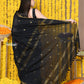 Very Much Indian Rajsi - Designed by VMI! High Quality Mul Cotton Handloom Woven Saree With Sleek Border in Black | Swadesiicart