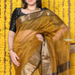 Very Much Indian Rajsi - Handloom Ari Checks Cotton Silk Saree with Golden Border in Yellow | Swadesiicart