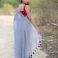 Very Much Indian Designer Pure Cotton Sarees with All over Linear Stripes - Sage Grey | Swadesiicart