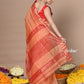 Very Much Indian Rajsi - Handloom Ari Checks Cotton Silk Saree with Golden Border in Orange | Swadesiicart