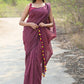 Very Much Indian Designer Pure Cotton Sarees with All over Linear Stripes - Maroon | Swadesiicart