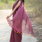 Very Much Indian Designer Pure Cotton Sarees with All over Linear Stripes - Maroon | Swadesiicart