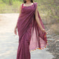 Very Much Indian Designer Pure Cotton Sarees with All over Linear Stripes - Maroon | Swadesiicart