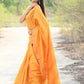 Very Much Indian Designer Pure Cotton Sarees with Classic Pallu - bright orange | Swadesiicart