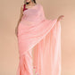 Very Much Indian Designer Pure Cotton Sarees with All over Linear Stripes - Peach | Swadesiicart