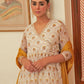 Janasya Women's White Chiffon Lurex Floral Printed Festive Flared Kurta Set | Swadesiicart