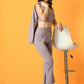 Myshka Women's Lavender Solid Top With Trousers - Swadesiicart