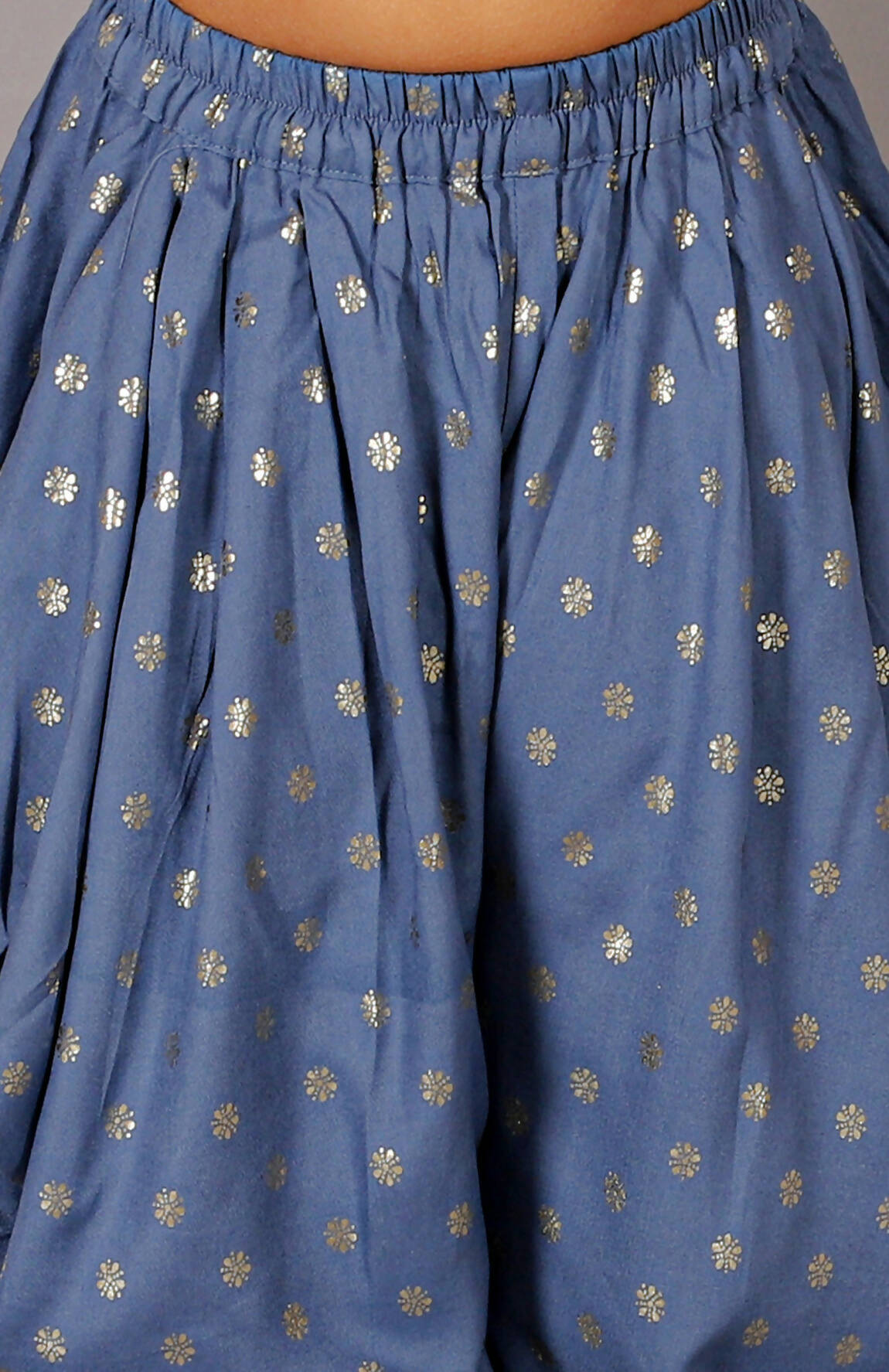 Lil Drama Fusion Fair Girls Blue Crop Top With Dhoti Co-Ordinate Set - Swadesiicart