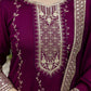 The52 Wine Beautiful Embroidered Vichitra Silk Fabric Straight Kurta, Palazzo and Dupatta Set - Swadesiicart