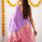DEIANA'S Beautiful Designer Golden zari Soft Cotton Saree - Lavender - Swadesiicart