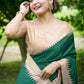 Vishnu Weaves Women's Green Tussar Silk Woven Saree with Blouse - Swadesiicart