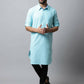 Even Apparels Blue Color Pure Cotton Solid Men's Kurta With Shirt Collar (SLD1132) | Swadesiicart