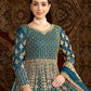 Anaita Teal Embroidered Net Anarkali Suit