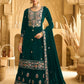 Anaita Dark Green Embroidered with Beads Velvet Stitched Plazo Suit