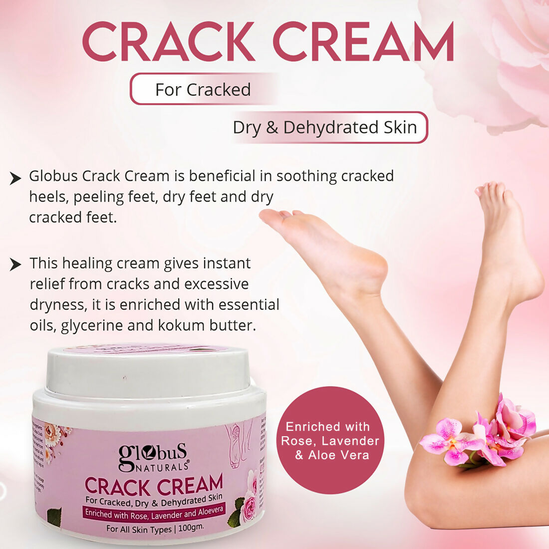 Globus Naturals Crack Cream Rose | Swadesiicart