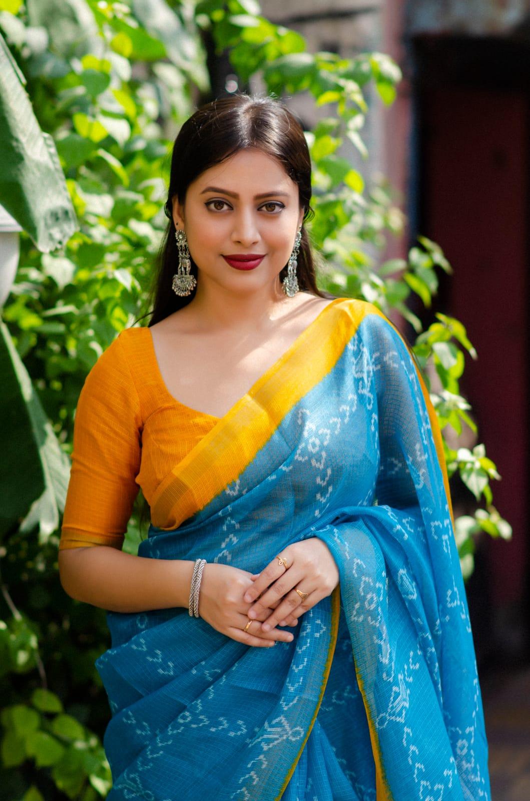 Rama Polycotton Ethnic Motifs Saree with Unstitched Blouse - Hiral Fashion | Swadesiicart