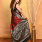 Very Much Indian Modal Silk Ajrakh Handblock Printed Natural Dyes With Designer Border Saree - Red | Swadesiicart