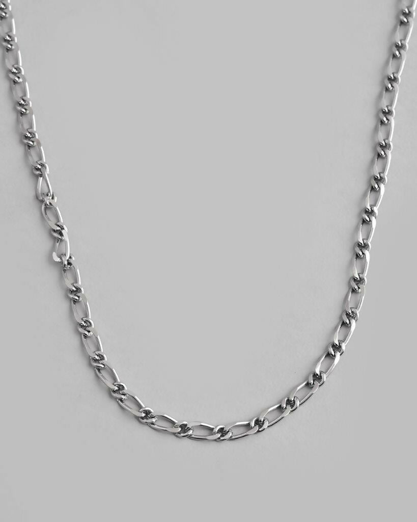 VOJ Men Silver Plated Stainless Steel Cuban Link Chain | Swadesiicart