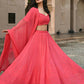 Jyoti Fashion Gajri Thread Embroidery Georgette Lehenga Choli with Dupatta | Swadesiicart