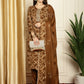 Jyoti Fashion Women's Brown Pashmina Floral Digital Printed Kurta with Trouser & Dupatta | Swadesiicart