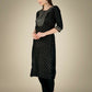 Jyoti Fashion Women's Black Cotton Magic Slub Embroidery & Sequence work Kurta with Trouser & Dupatta | Swadesiicart