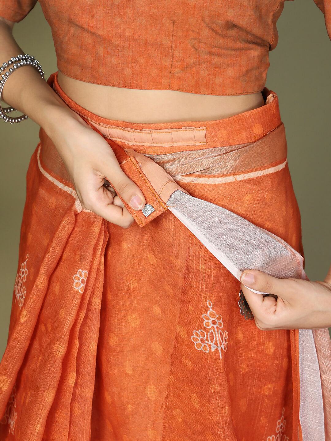 Shree Shyam Fashion Cotton Orange Saree