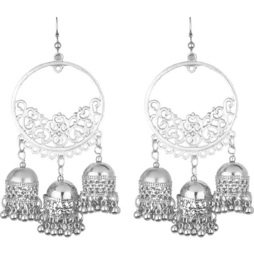 MS Fashion India Stylish Traditional Wear Round Shape With Hanging Jhumkas Earrings | Swadesiicart