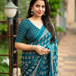Rama Poly Georgette Ajrak Saree with Unstitched Blouse - Hiral Fashion | Swadesiicart