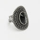 NVR Women's Black Silver-Toned German Silver Adjustable Finger Ring | Swadesiicart
