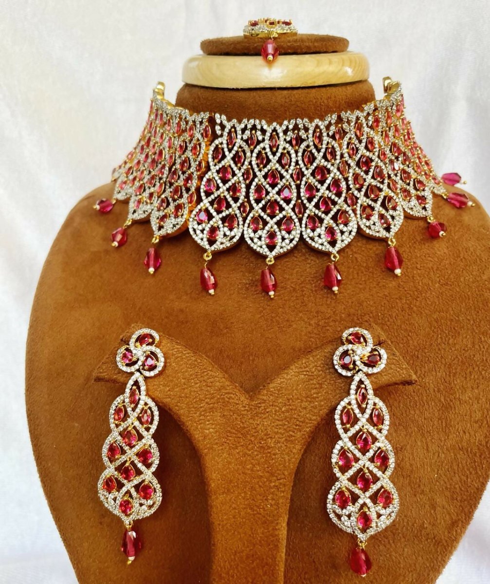 American Diamond Rose Plating Set By House of Ree - Swadesiicart