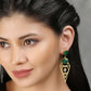Joban Fashion Women Green Stone Matte Gold Earrings | Swadesiicart