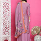 Jyoti Fashion Women's Purple Muslin Floral Print with Jari & Crystal work Kurta with Trouser & Dupatta | Swadesiicart