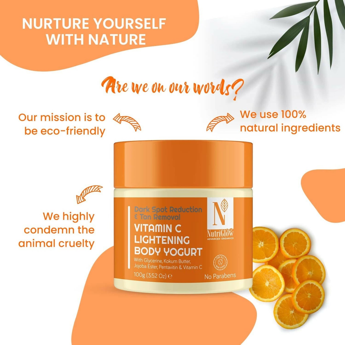 NutriGlow NATURAL'S Vitamin C Lightening Body Yogurt, Moisturize Skin, Deep Nourishing - Swadesiicart