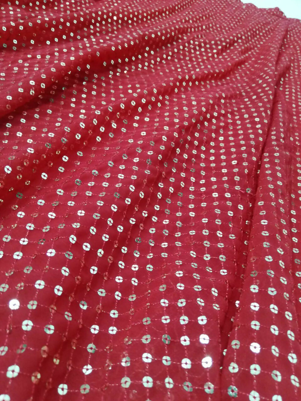 Jyoti Fashion Gorgeous Gajri Red 5MM Ton To Ton Red Thread Embroidery Faux Georgette Lehenga Choli with Dupatta | Swadesiicart