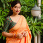 Saffron Jute Silk Woven Design Saree with Unstitched Blouse - Hiral Fashion | Swadesiicart