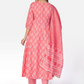 NOZ2TOZ Women Pink Anarkali Cotton Kurta With Pant & Dupatta (3pcs Set) - Swadesiicart