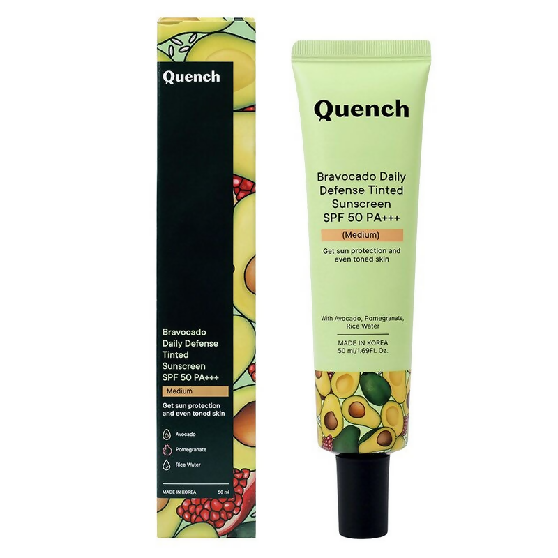 Quench Vitamin E Tinted SPF 50 Sunscreen PA+++ with both Mineral & Chemical Actives (Medium) | Swadesiicart
