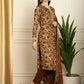 Jyoti Fashion Women's Brown Pashmina Floral Digital Printed Kurta with Trouser & Dupatta | Swadesiicart