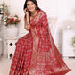 Anaita Dark Red Soft Satin Silk Bandhej Print Saree With Kanchi Zari Weaving Border