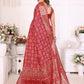 Anaita Dark Red Soft Satin Silk Bandhej Print Saree With Kanchi Zari Weaving Border
