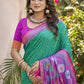 Anaita D Green Pochampally Silk Saree With Floral Printed Work With Blouse