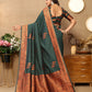 Lorenvalley Fashion Darkgreen Soft Silk Copper Zari weaving Design Saree - Swadesiicart