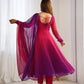 Lorenvalley Women Pure Soft Faux Georgette Colorful Padding Anarkali Kurta Pant With Dupatta Set - Darkpink - Swadesiicart