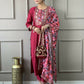 Partywear Designer Viscos Chanderi Maroon Stitched Suit With Dupatta - Tanisha | Swadesiicart