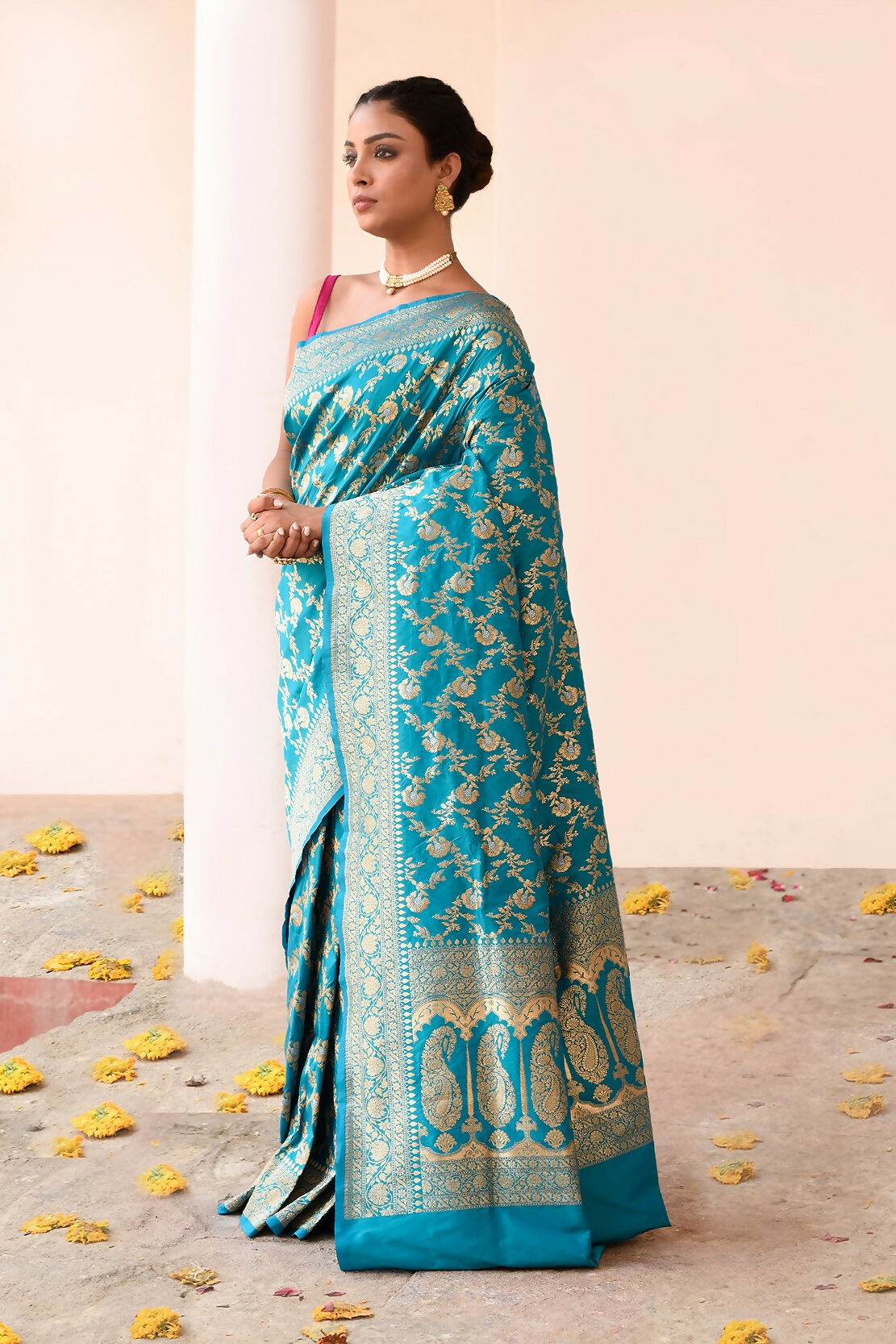 Joban Fashion Aqua Soft Pure Handloom Banarasi Silk Saree | Swadesiicart