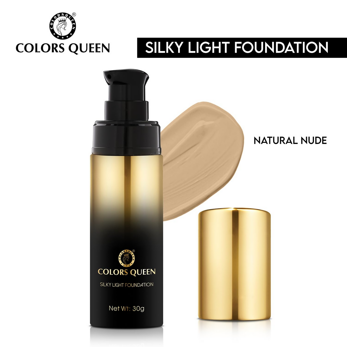Colors Queen Silky Light Foundation - 04 Natural Nude | Swadesiicart